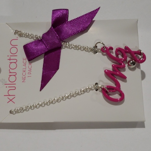 Pink OMG Crystal Necklace w/ Purple Ribbon Accent - Xhilaration Fashion Jewelry - Picture 6 of 9